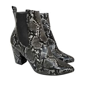 R2 Taylor Women's Block Heel Snakeskin Print Faux Vegan Leather Ankle Boots 7.5